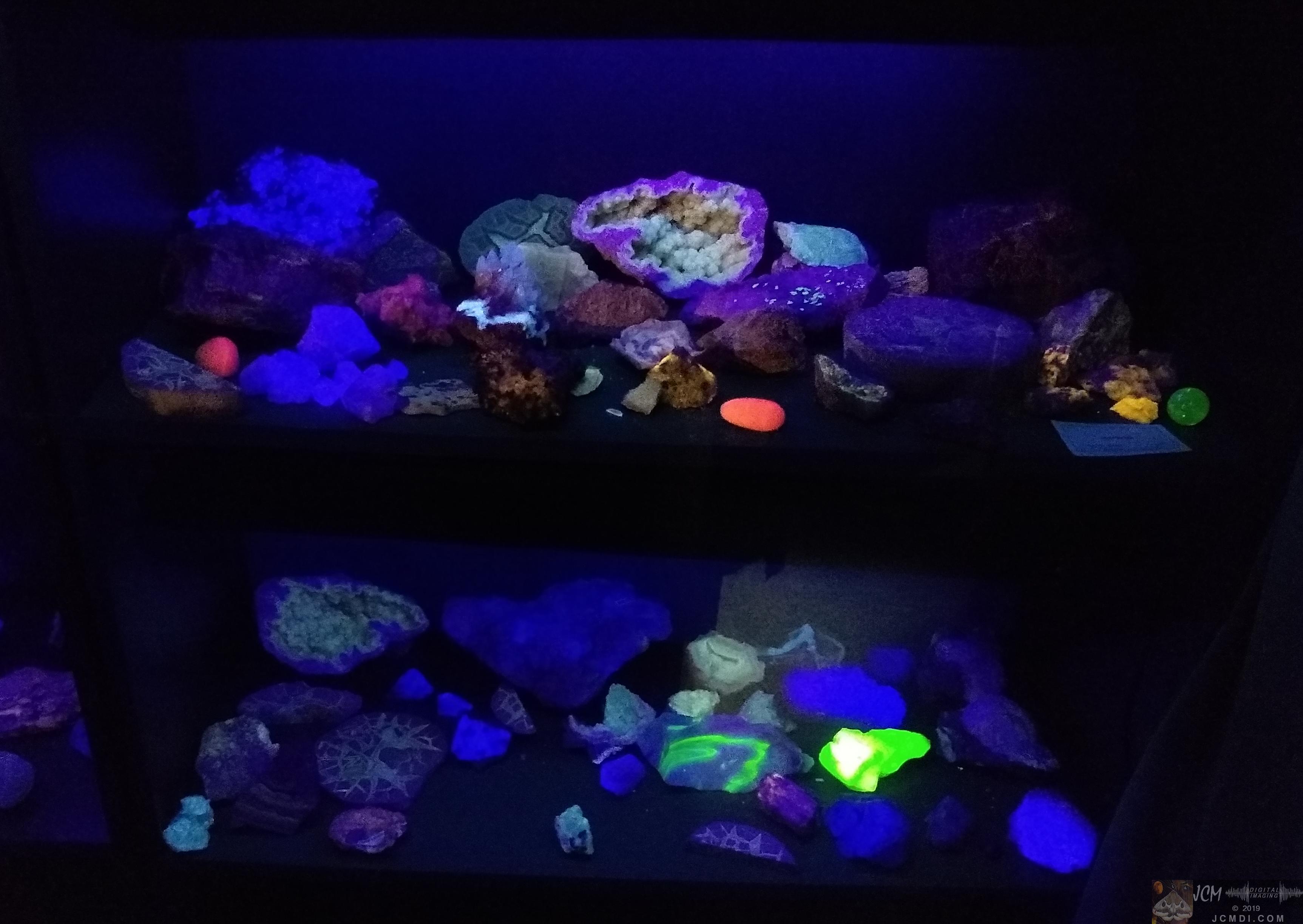 Earth Experience Dinosaur Museum - Fluorescent minerals under UV light